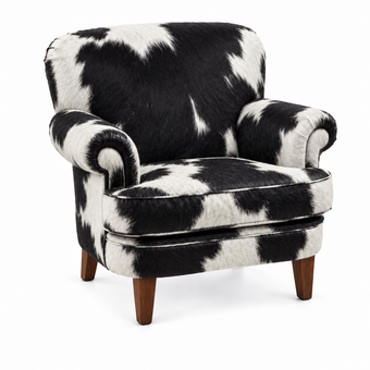 Poltrona Kansas em Pelo Bovino Natural Preto e Branco | DECOURO