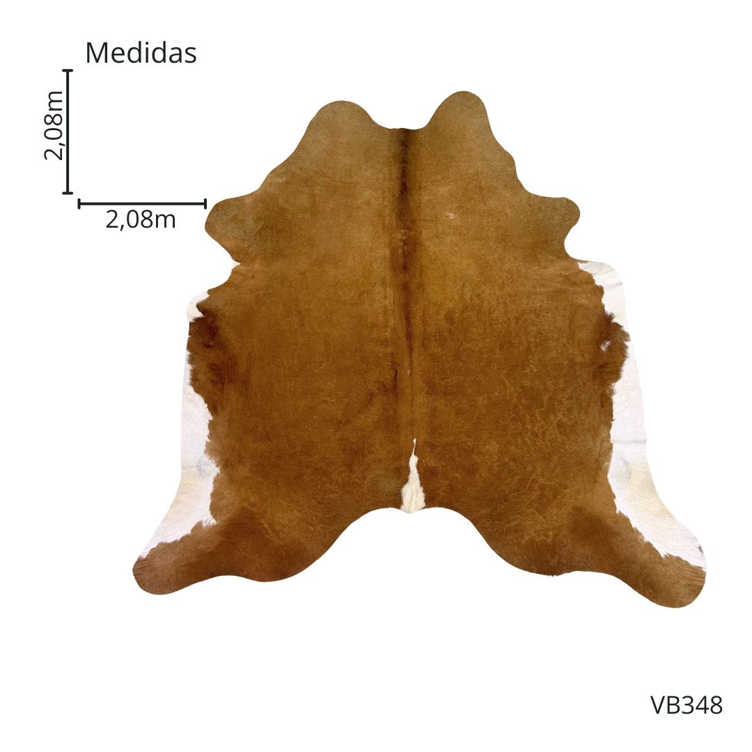 Tapete Bovino Natural Vermelho e Branco I VB348 I 2,08 x 2,08 m