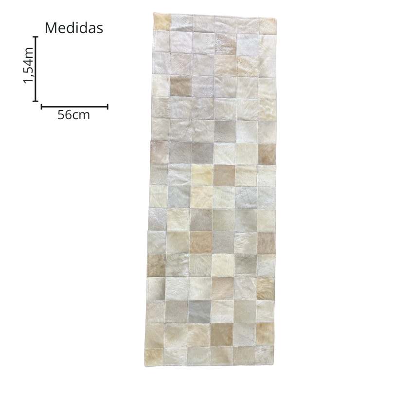 Passadeira de Couro Natural Quadriculada Clara 1,54 m x 56 cm - P004