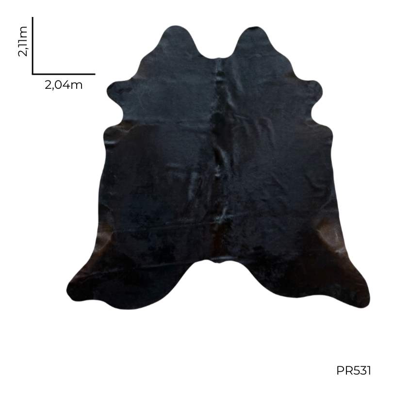 Tapete Formato de Couro Bovino Natural Preto I PR531 I 2,11 x 2,04m