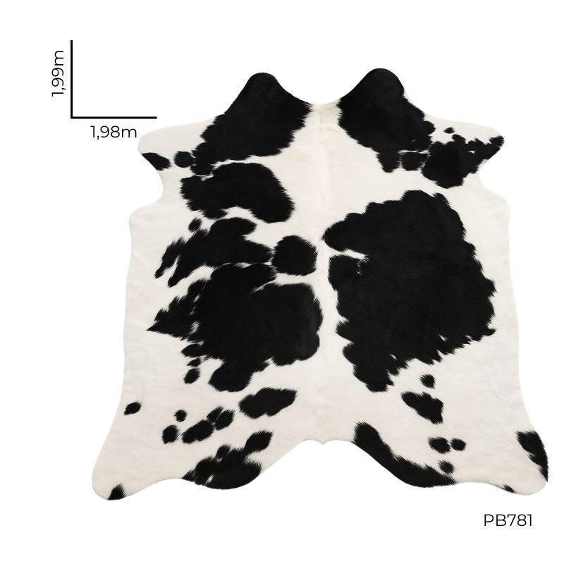 Tapete Bovino Natural Preto e Branco I PB781 I 1,99x1,98m
