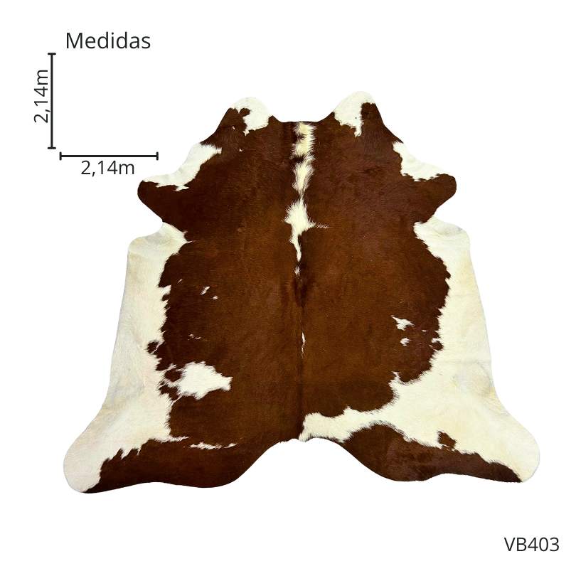 Tapete Bovino Natural Vermelho e Branco I VB403 I 2,14 x 2,14m