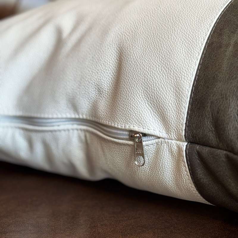 Conjunto com 02 Almofadas DUE em Couro Grafite e Branco