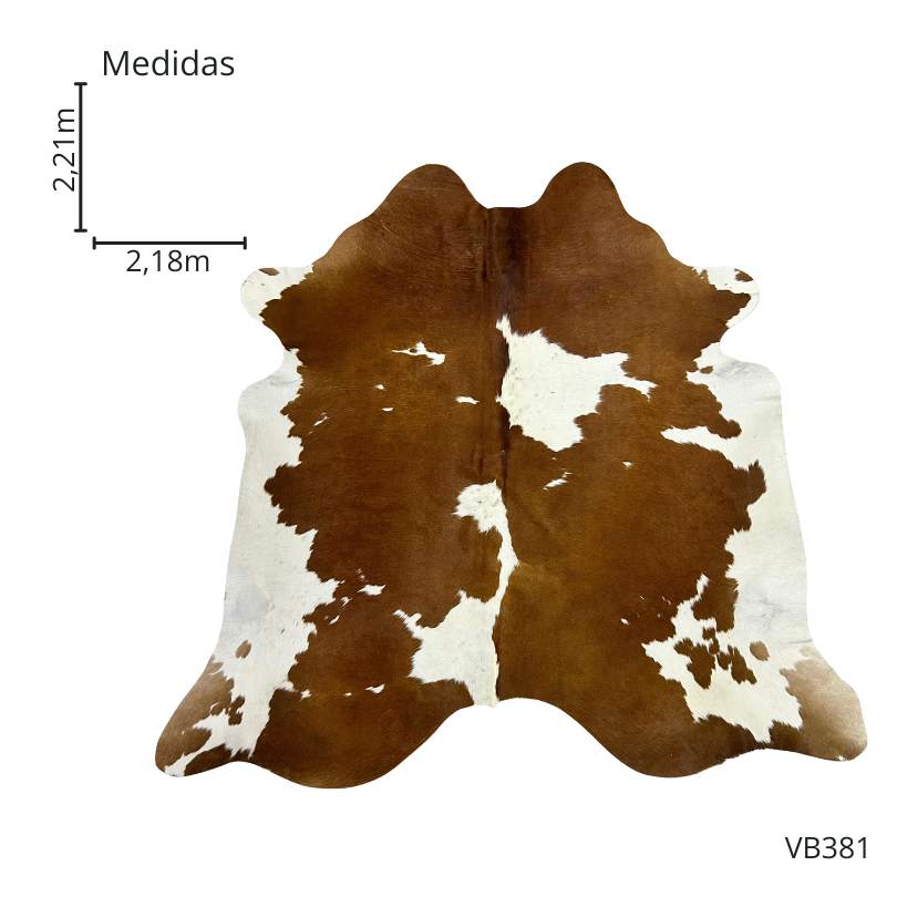 Tapete Bovino Natural Vermelho e Branco I VB381 I 2,21 x 2,18 m