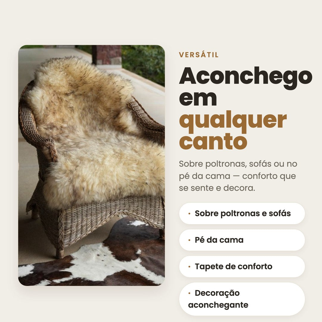 DECOURO · Pelego Natural Chamuscado - Preto — Versatilidade