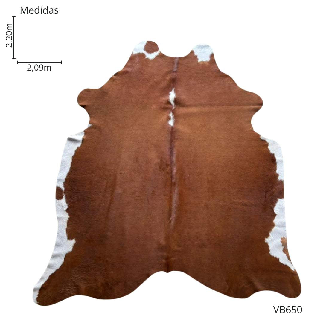 Tapete Bovino Natural Vermelho e Branco I VB650 I 2,20x2,09m - Tamanho Grande