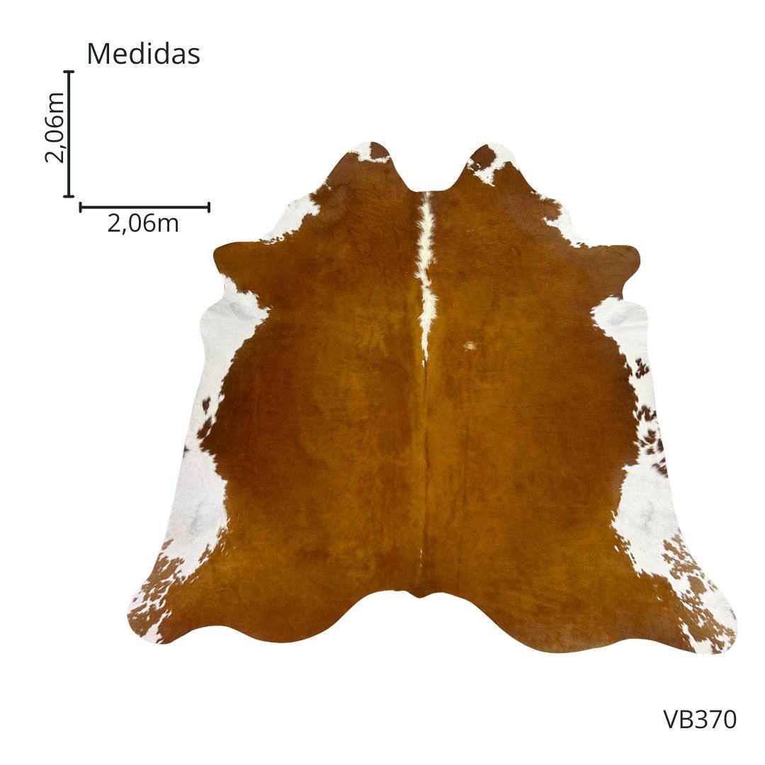 Tapete Bovino Natural Vermelho e Branco I VB370 I 2,06 x 2,06 m