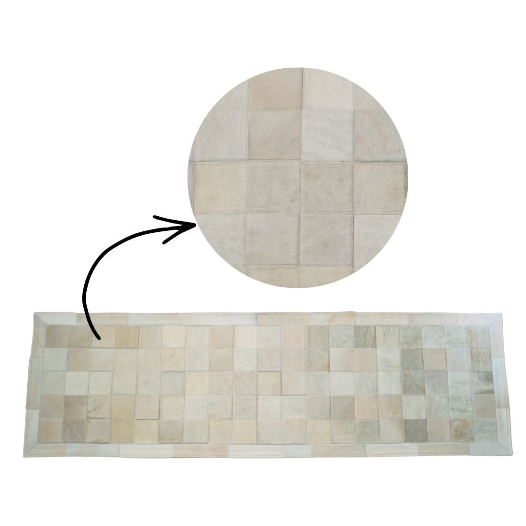 Passadeira de couro bovino natural para corredor - DECOURO