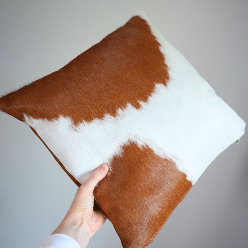 Almofada de Couro Legítimo - Vermelho e Branco