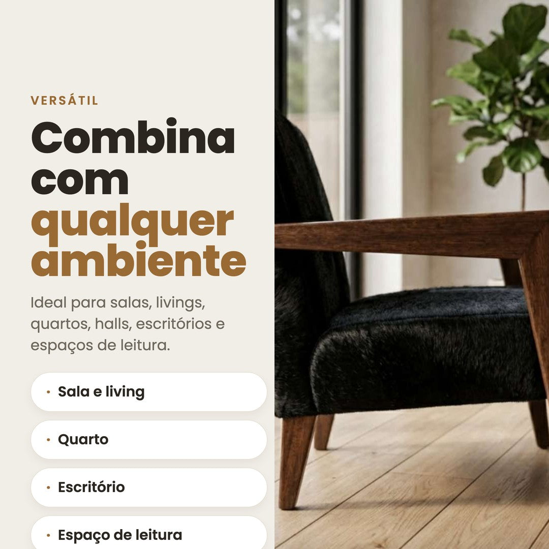DECOURO · Poltrona Alice em Couro Bovino Preto | DECOURO — Versatilidade