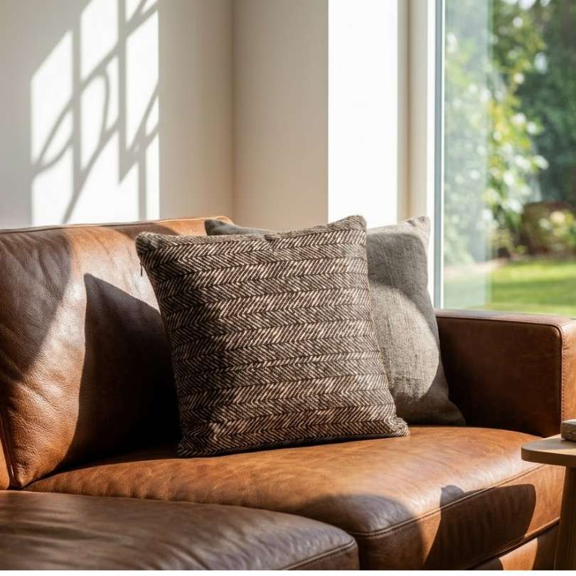 Almofada de Couro Legítimo - Espinha de Peixe