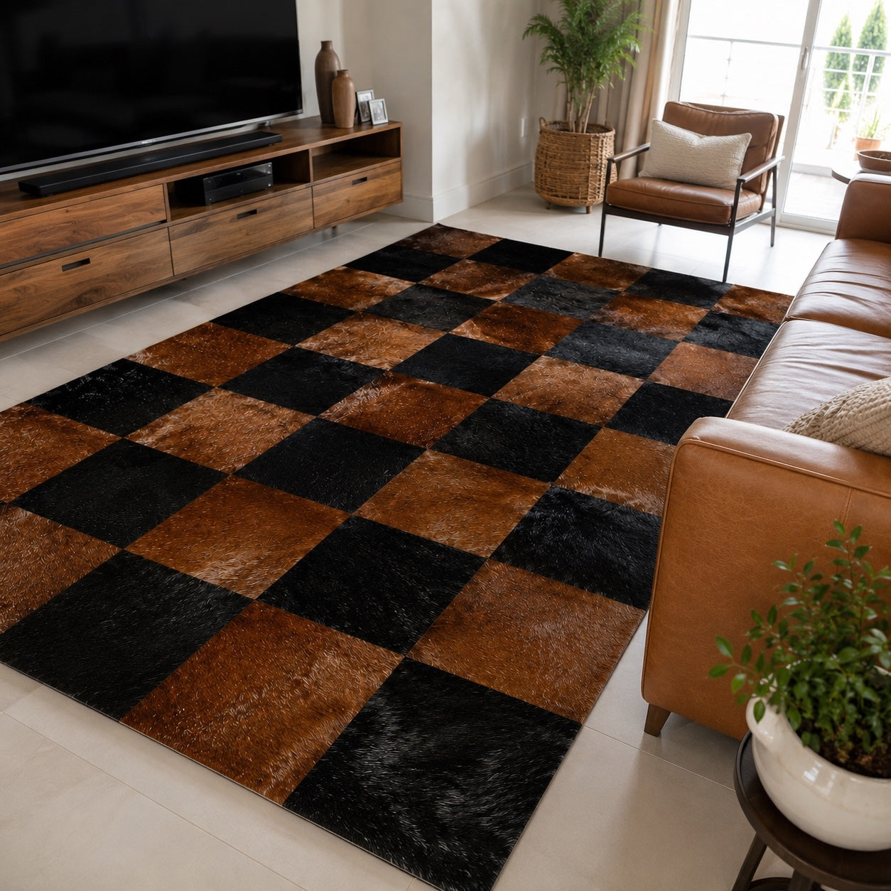 Tapete Quadriculado Marrom e Preto – Placa 30cm