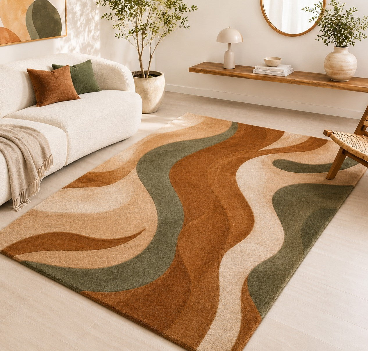 Tapete Nature - 1,80x2,50m - Verde, Bege e Bege Claro