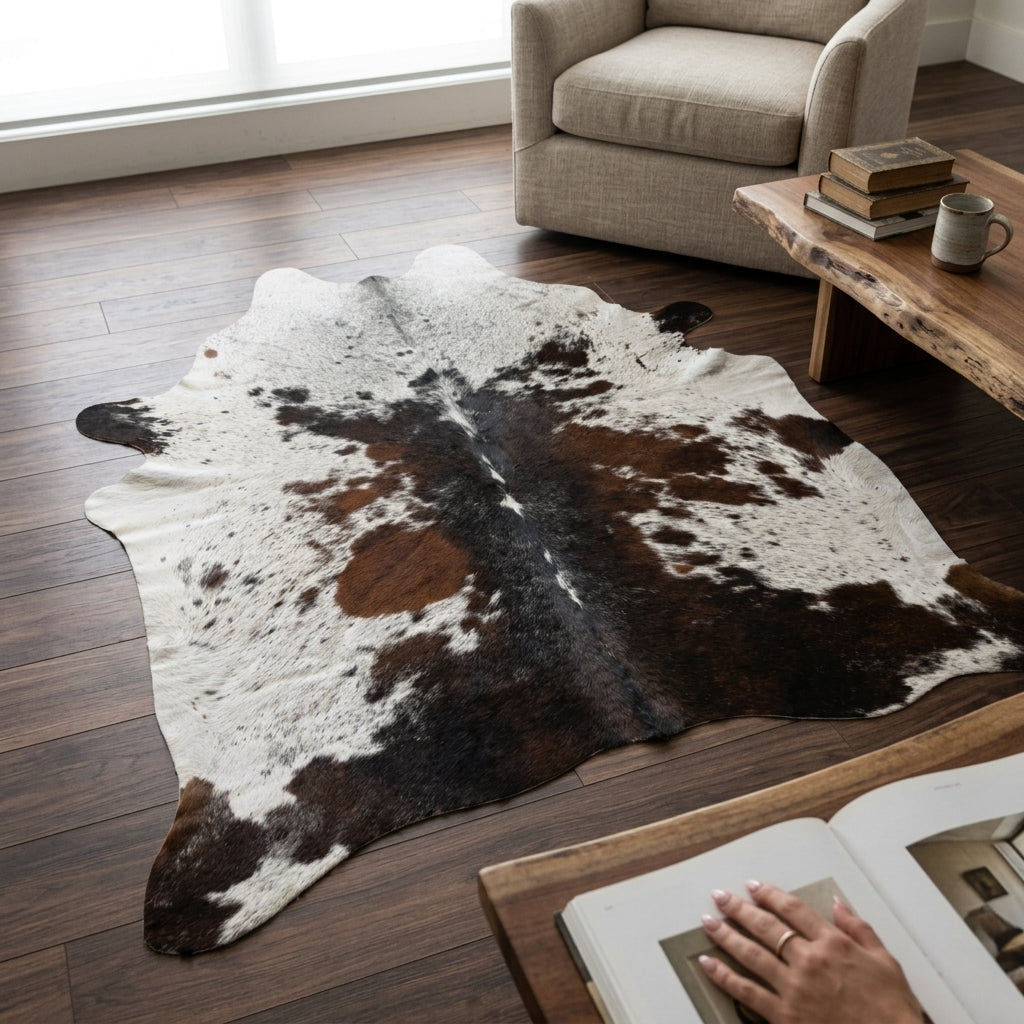 Tapete Bovino Natural Exótico TRICOLOR - Linha Premium I EXC1073 I 2,18x1,98m em Couro Legítimo