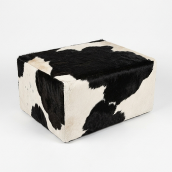 Puff Retangular Preto e Branco - 80x60x40cm