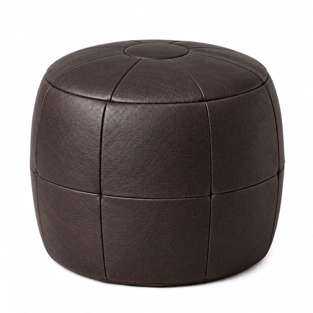 Puff Pipa Café em Couro Natural Premium 40x40cm — versão 1 Puff