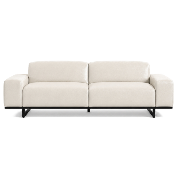 Sofá Moscou Marfim Off-White 2 ou 3 Lugares em Couro Legítimo — 200 ou 240 cm — versão 3 Lugares — 240 cm
