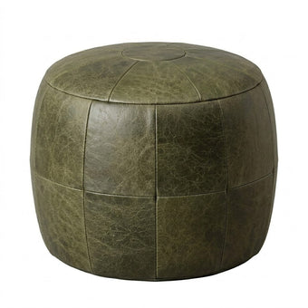 Puff Redondo Verde Esmeralda La Paz 40x40cm 100% Couro Legítimo