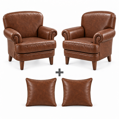 Conjunto Poltrona Kansas Tabaco — 2 poltronas e 2 almofadas