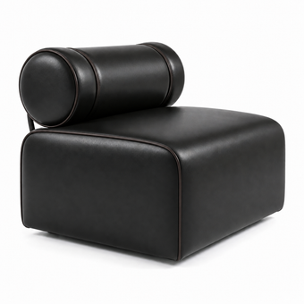Poltrona / Sofá Modular Roll Preto Grafite em Couro Natural — 1, 2 ou 3 Módulos