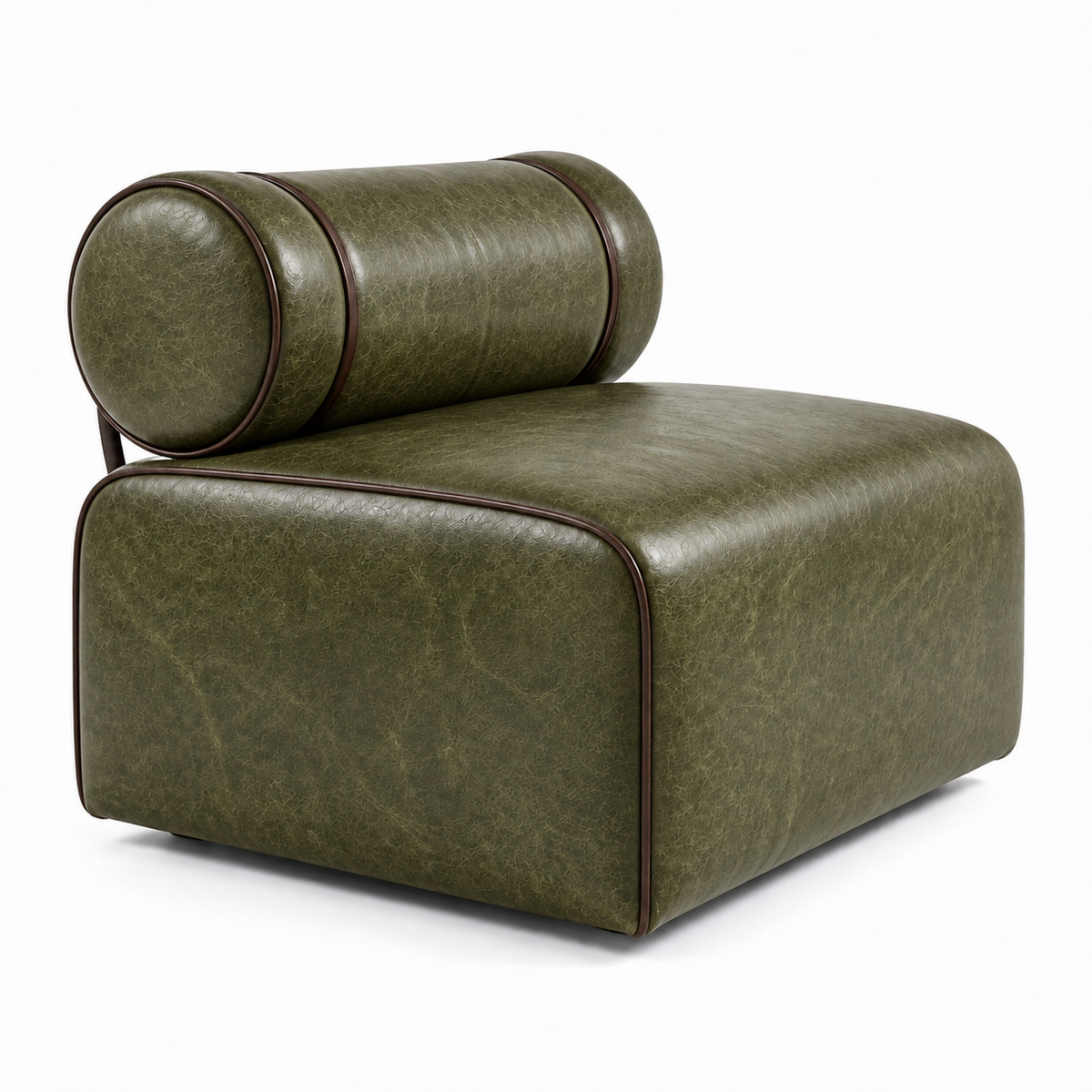Módulo único do Sofá Modular Verde Esmeralda em couro premium texturizado — fundo branco
