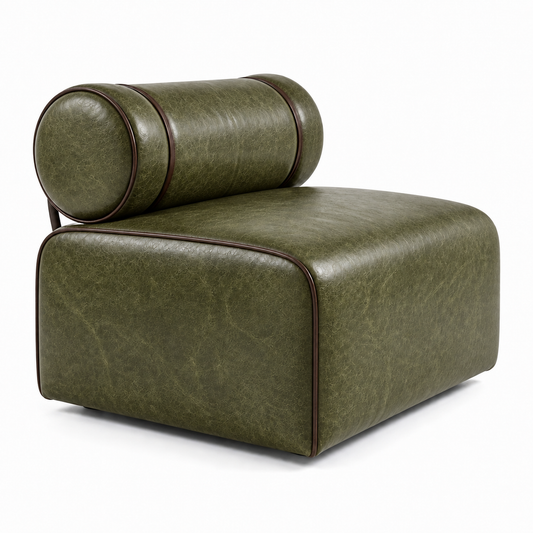 Módulo único do Sofá Modular Verde Esmeralda em couro premium texturizado — fundo branco
