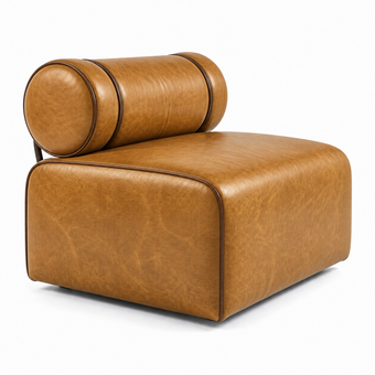 Poltrona / Sofá Modular Roll Caramelo em Couro Natural — 1, 2 ou 3 Módulos