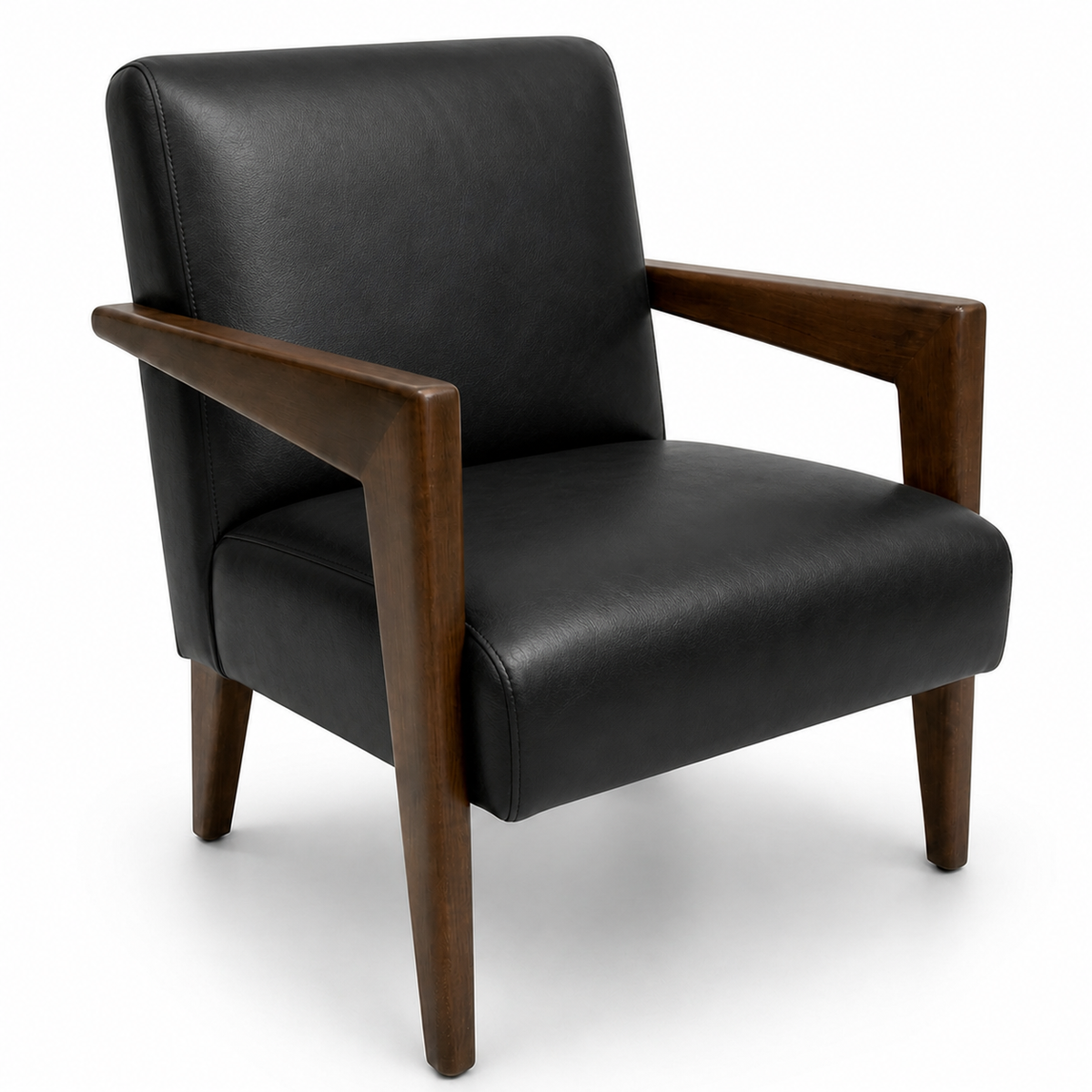 Poltrona Alice em couro premium Preto Grafite