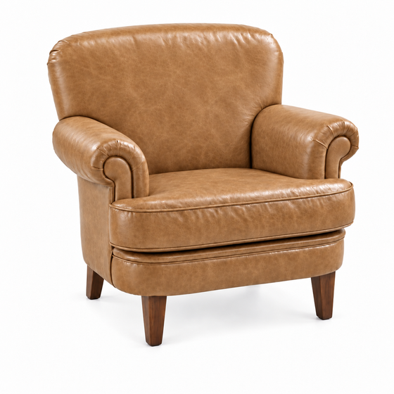 Poltrona Kansas Caramelo em couro legítimo