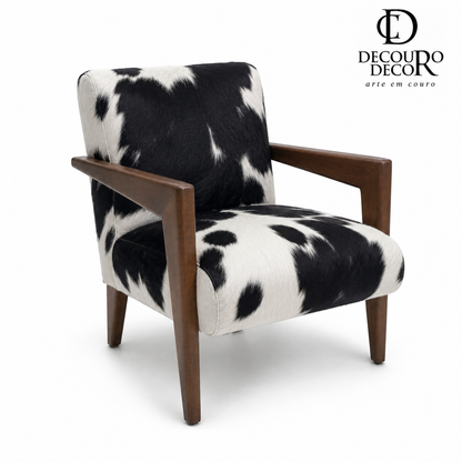 Poltrona Alice NAVE em couro bovino preto e branco