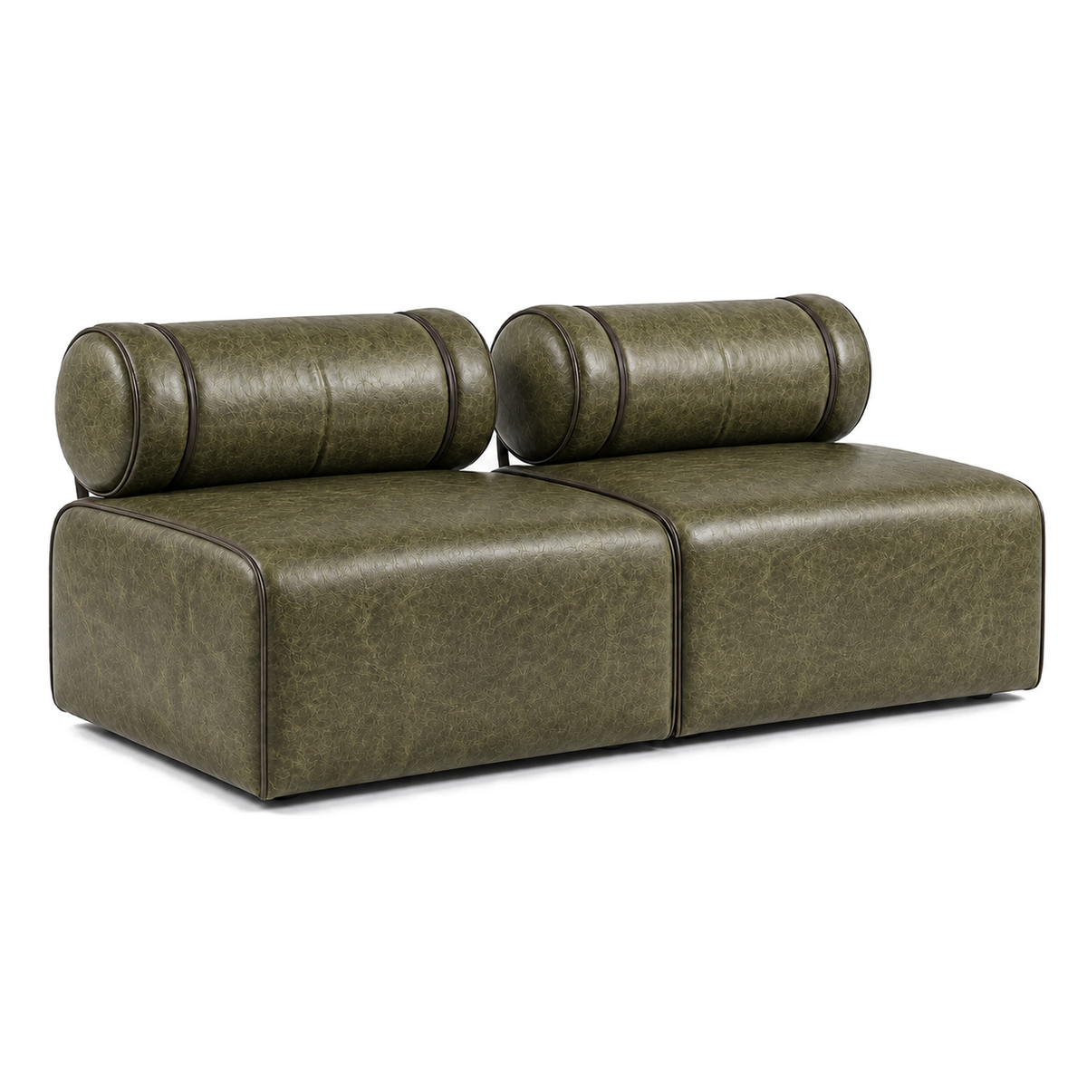 Sofá Modular Verde Esmeralda com 2 módulos acoplados, em fundo branco