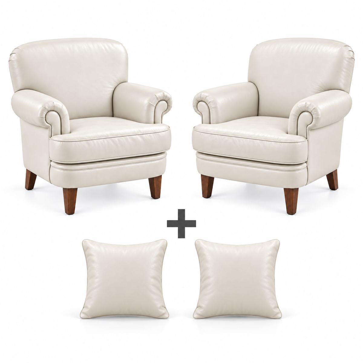 Conjunto Poltrona Kansas Marfim — 2 poltronas e 2 almofadas