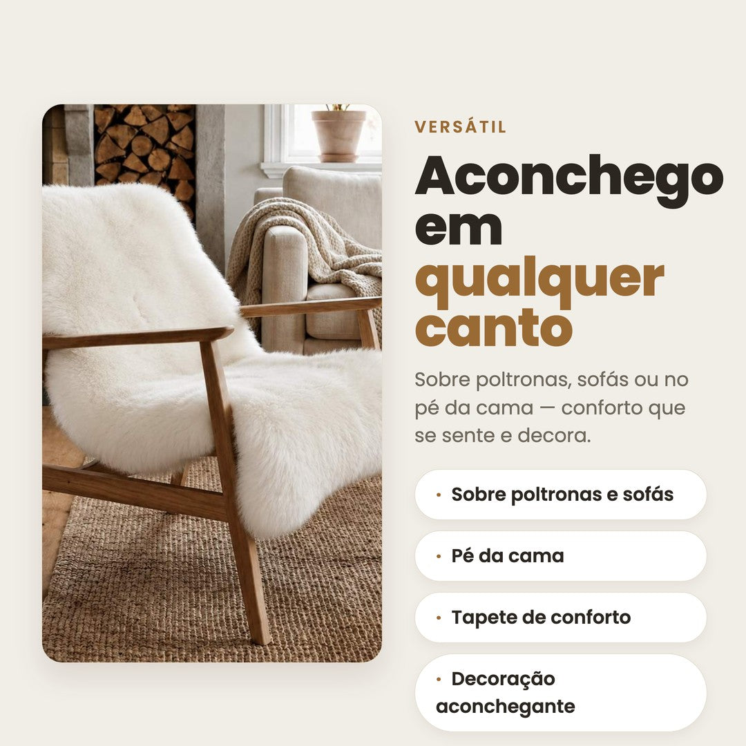 DECOURO · Pelego Natural Branco - Tamanho Grande 1,00m x 0,60 — Versatilidade