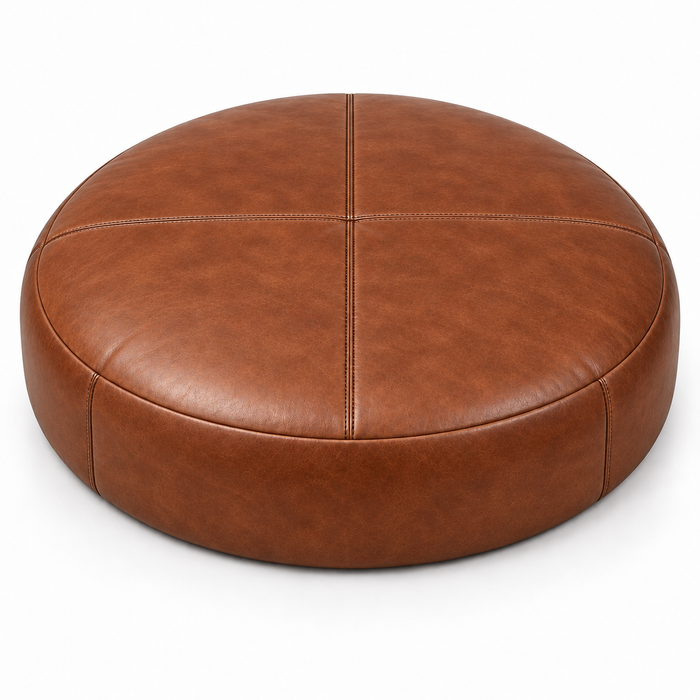Puff Redondo Gigante 1,20 ou 1,50 m em Couro Legítimo Terracota (Lojas, Hotéis e Salões de Eventos)