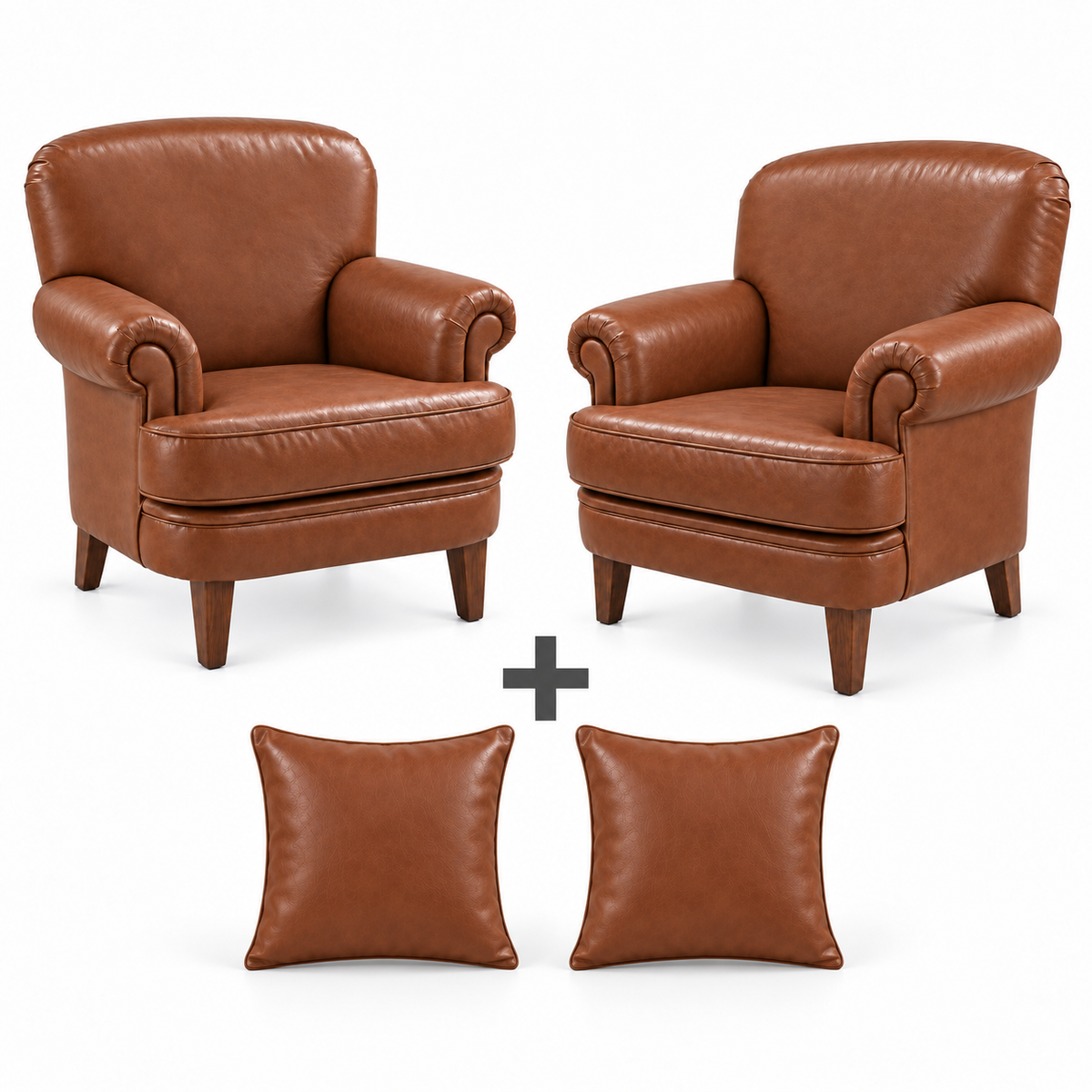 Conjunto Poltrona Kansas Terracota — 2 poltronas e 2 almofadas