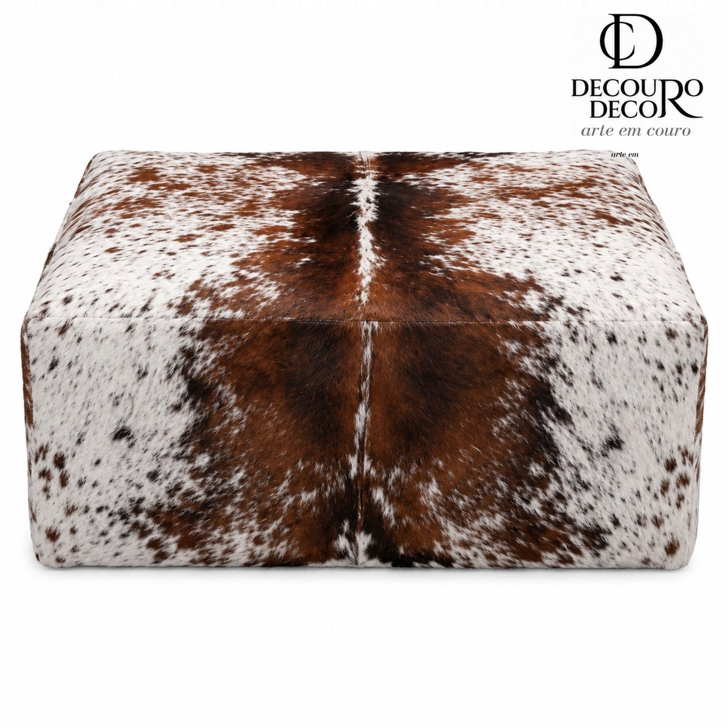 Puff de Couro Bovino 100% Natural Retangular Salino 80x60x40