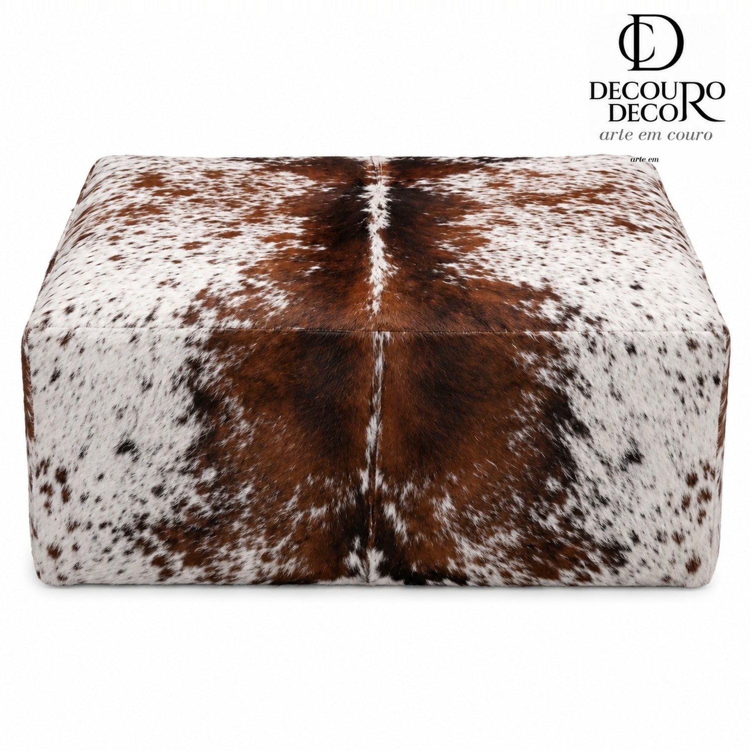 Puff de Couro Bovino 100% Natural Retangular Salino 80x60x40