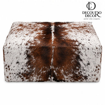 Puff de Couro Bovino 100% Natural Retangular Salino 80x60x40