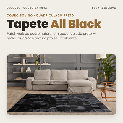 DECOURO · Tapete Quadriculado All Black em Couro Legítimo — Hero