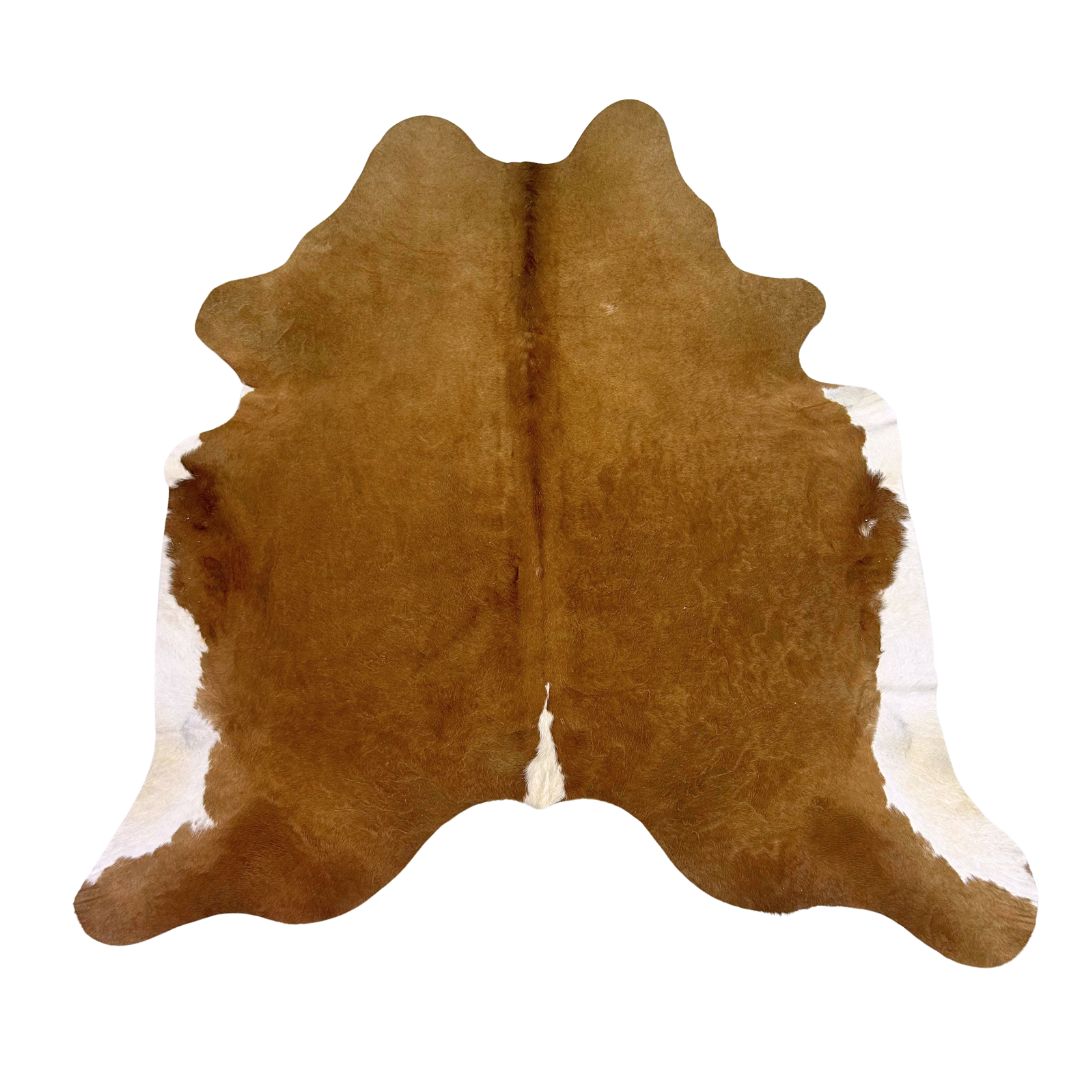 Tapete Bovino Natural Vermelho e Branco I VB348 I  2,08 x 2,08 m