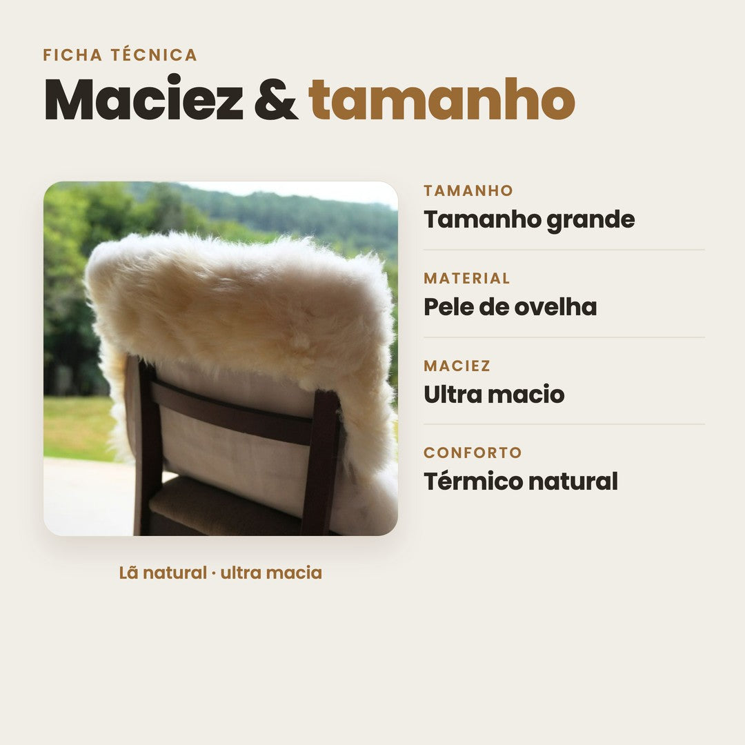 DECOURO · Capa para Cadeira em Pelego Natural — Ultra Maciez — Características