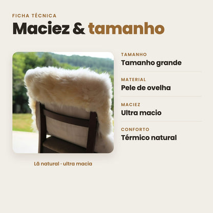 DECOURO · Capa para Cadeira em Pelego Natural — Ultra Maciez — Características