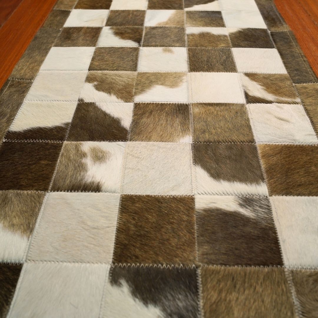 Passadeira de couro bovino natural para corredor - DECOURO
