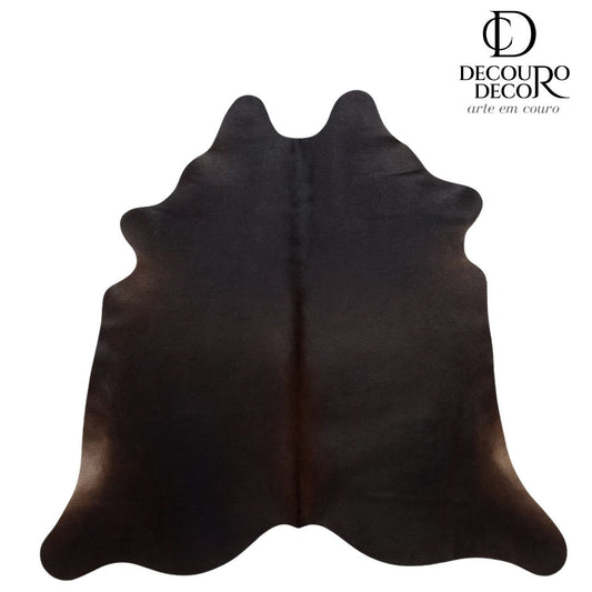 Tapete de couro de boi natural preto - pele de vaca formato natural para sala - DECOURO