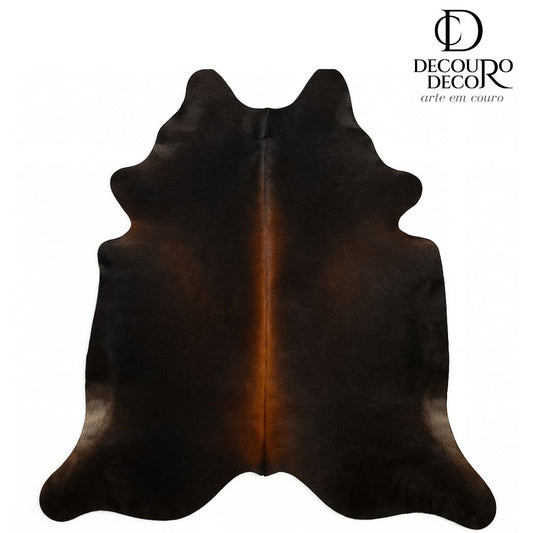 Tapete de couro de boi natural osco - pele de vaca formato natural para sala - DECOURO