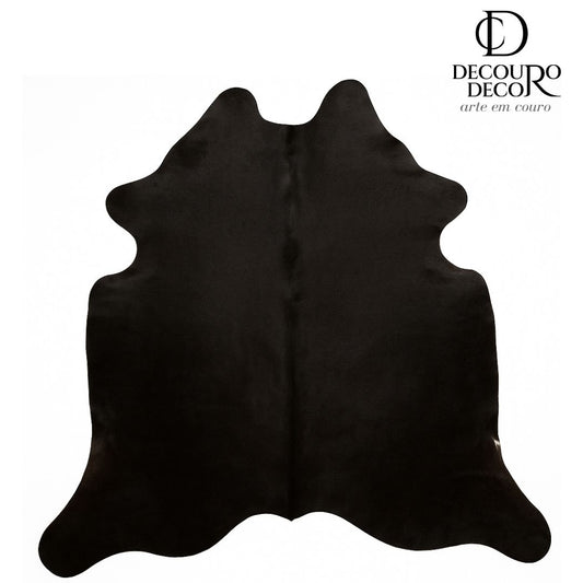 Tapete de couro de boi natural preto - pele de vaca formato natural para sala - DECOURO