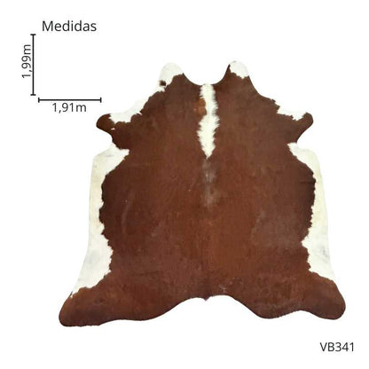 Tapete Bovino Natural Vermelho e Branco I VB341 I 1,99 x 1,91 m