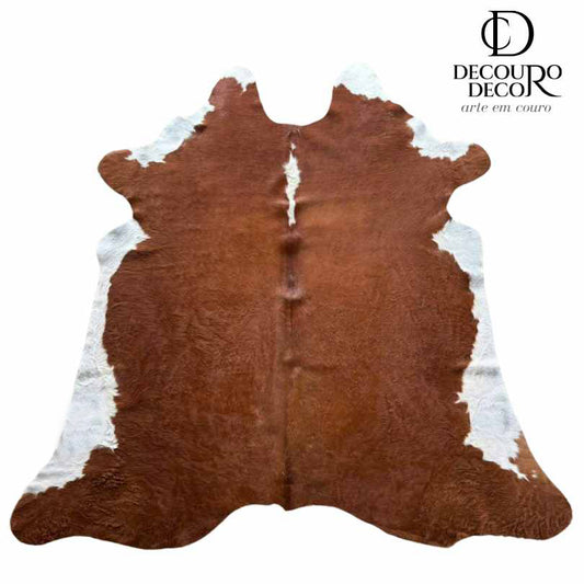 Tapete Bovino Natural Vermelho e Branco I VB641 I 2,24x2,24m - Tamanho Grande