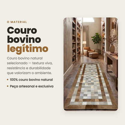 DECOURO · Passadeira Horizonte de Couro Natural - Bege Claro e Bege escuro — Material