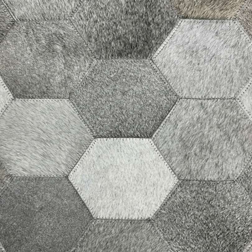 Tapete Mosaico Colmeia em Tons de Cinza — detalhe do acabamento artesanal